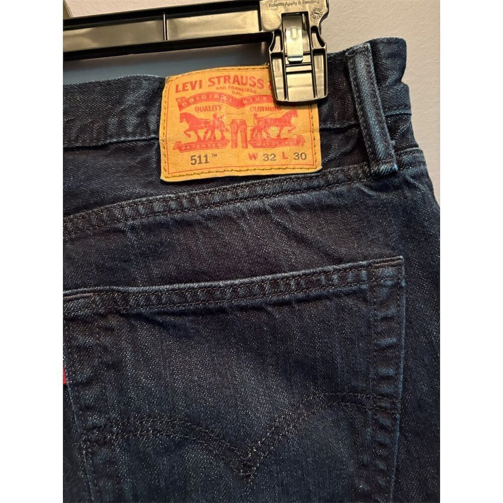 Levi's 511 Mens Dark Denim Straight Jeans Size 32 Blue - Picture 7 of 9